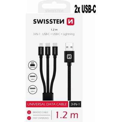 Swissten 72501103 3in1 1,2 m, černý