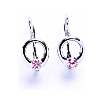 Čištín stříbrné naušnice se zirkonem na patentVE 43 pink zirkon 7028