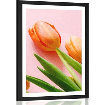 Plakát s paspartou elegantní tulipán - 60x90 silver