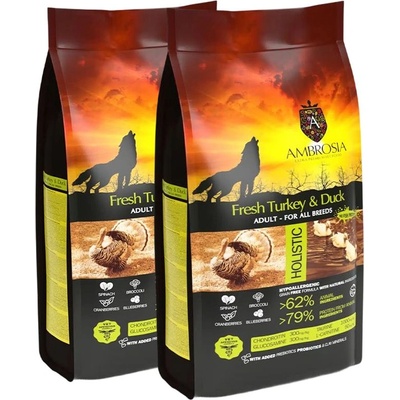 AMBROSIA Adult All Breeds Fresh Turkey & Duck 2 x 12 кг
