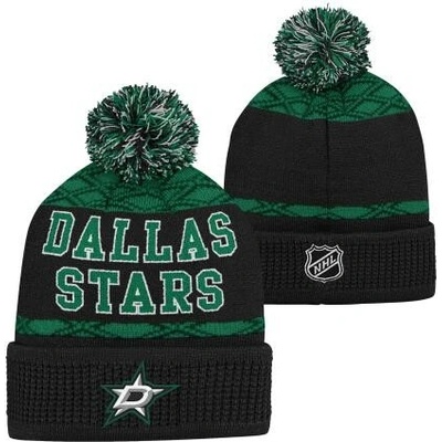 Outerstuff Dětská zimní čepice Dallas Stars NHL Puck Pattern Cuffed Pom