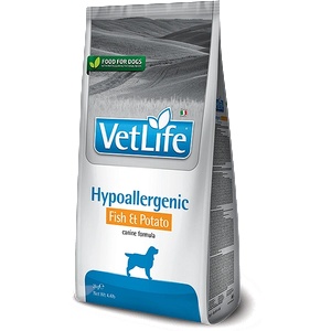 Vet Life Hypoallergenic Fish & Potato - специализирана храна за кучета, предназначена за хранителни алергии и непоносимости