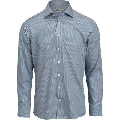 J. Harvest & Frost pánská keprová košile dlouhý rukáv slim YB 50 navy stripe