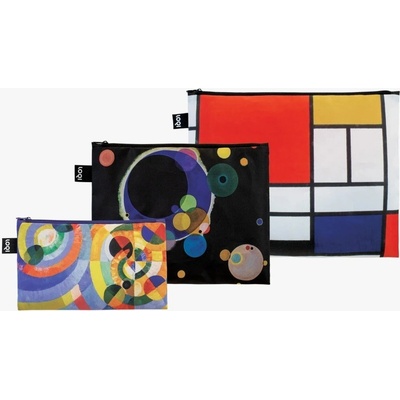 LOQI 3 taštičky: Mondrian, Kandinsky, Delaunay Zip Pockets