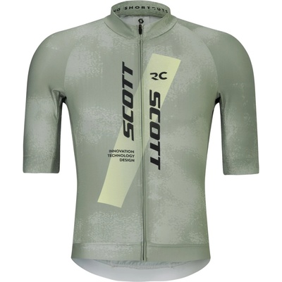 Scott Мъжка фланелка с къс ръкав за колоездене Scott Jersey Rc Pro S/S Cycling jersey - Spray Grey / Acid Yellow - размер XXL (056-4075-0415)