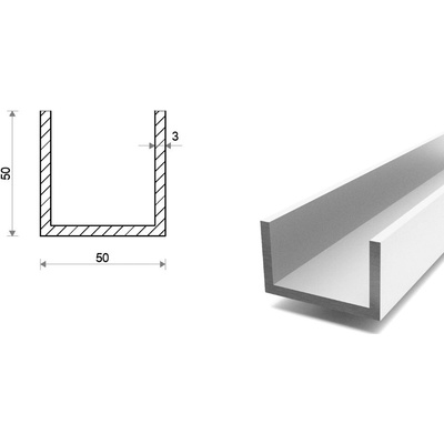 Hliníkový U profil 50x50x50x3
