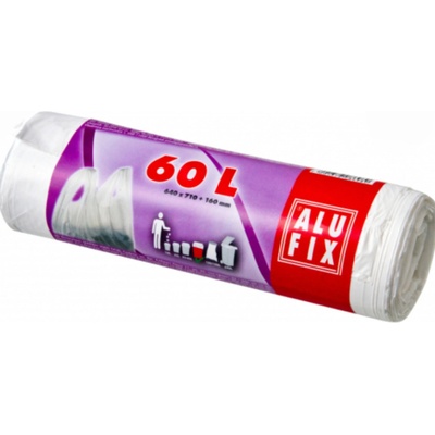 Alufix Vrecia na odpadky zaväzovacie HDPE 60 l 10µm 12 ks biele