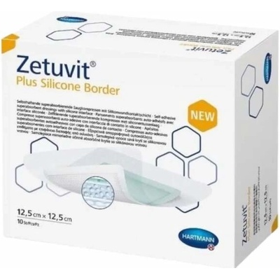 Zetuvit Plus Silicone Border kompres sterilný ( 12,5 x 12,5 cm) 1x10 ks