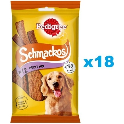 PEDIGREE Schmackos Multi Mix maškrty vo forme prúžkov pre psov s hovädzím mäsom 18 x 86 g