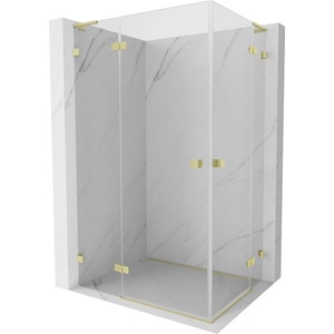 Mexen Lunar L Duo лява душ кабина 100 x 85 cm, прозрачна, матово златиста - 834L-100L-085P-55-00 (834L-100L-085P-55-00)