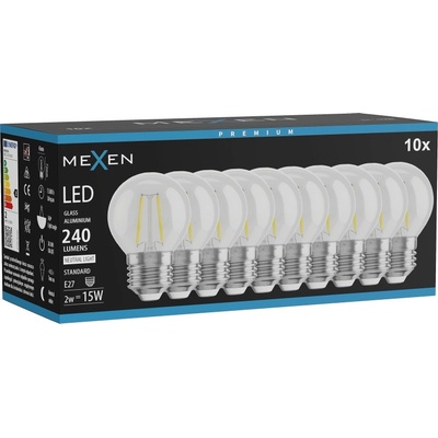 Mexen Vintis 10x LED крушка с нажежаема жичка E27, G45, 2W, неутрална - 4000K, 240 lm, (L156-E27-0240-00x10)