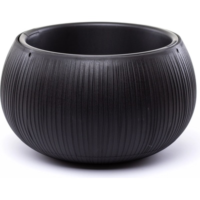 Prosperplast Květináč s vkladem BETON BOWL 23,8 cm - černý