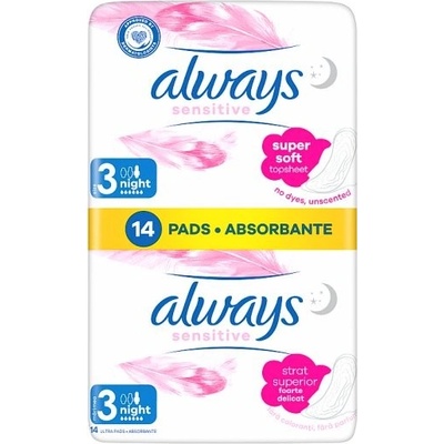 Always Platinum Secure Night Hygienické Vložky S Křidélky 14 ks