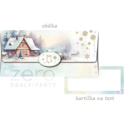 Obálka dárková na peníze - vánoční zimní chaloupka