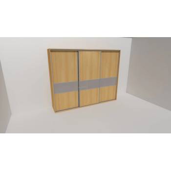 Nábytek Mikulík Vranovice Flexi 3 300 x 220 cm 3x dveře dělené sklem Matelux olše akácie skořice