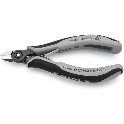 KNIPEX Клещи диагонални резачки, черно-сива ръкохватка 125мм, ESD, с отваряща пружина, Knipex (K7902125ESD)