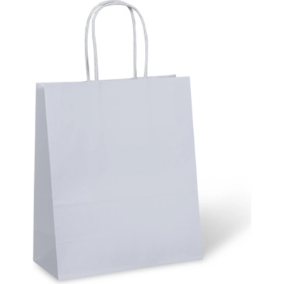 Taška papierová 22+10x31cm s krúteným uškom biela, 1ks