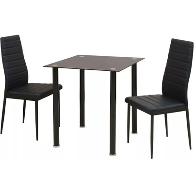vidaXL Трапезен комплект от три части - маса и столове, черен (242932)