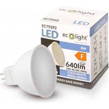 Ecolight LED žárovka MR16 12V 8W studená bílá EC79393
