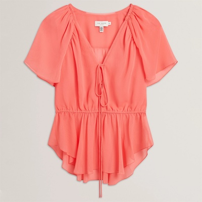 Ted Baker Ted Baker Soft Woven Peplum Top - Coral