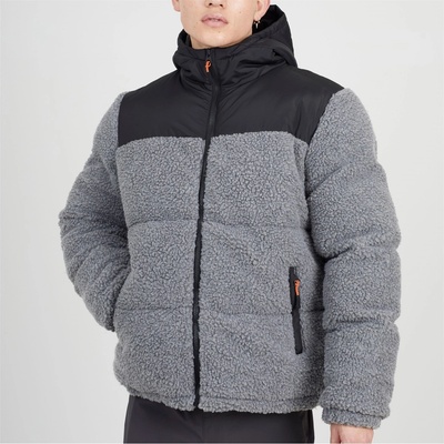 Brave Soul BS Borg Puffer Sn62 - Black/Lt Grey