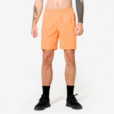 Domyos pánske šortky 120 na fitnes priedušné s vreckami na zips oranžové