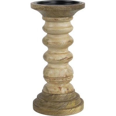 Dřevěný mangový svícen s vlněním dřeva - Ø 10*20cm - Mars & More