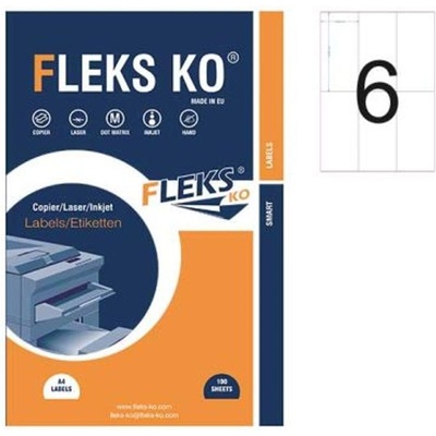 Fleks-Ko Етикети Fleks Ko Бели, прави ъгли, 70x148 mm A4, 100 л. 6 ет (520187-11-22047)