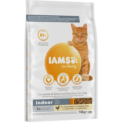 Iams 10% намаление! 10 кг IAMS for Vitality суха храна за котки на специална цена! - Cat Adult Indoor с пиле