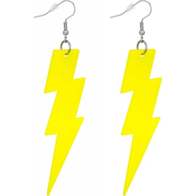 Neonové náušnice blesk retro párty 80.léta disco žluté