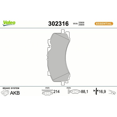 Sada brzdových platničiek kotúčovej brzdy VALEO 302316