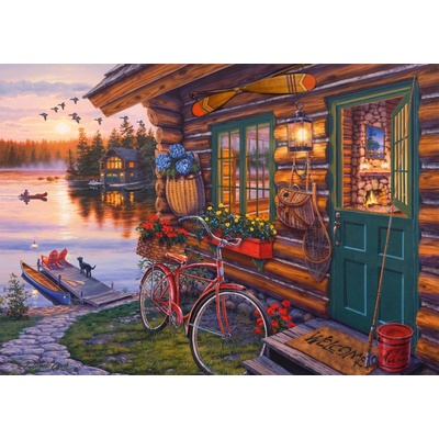 Schmidt Spiele - Puzzle Bush: Lakeside hut with bike - 1 000 piese