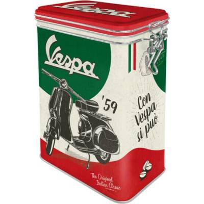 Nostalgic Art Plechová konzerva s klipom Plechová konzerva s klipom Vespa - The Italian Classic, 1,3 l