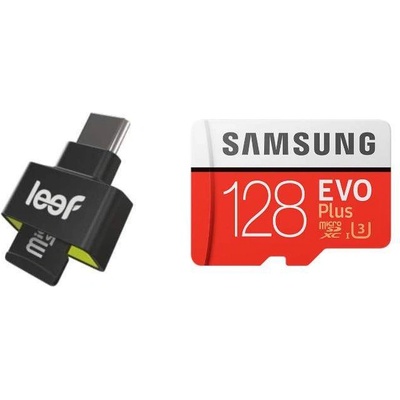 Leef Access-C microSD Card Reader + Samsung MicroSD 128GB EVO Plus UHS-I (U3) Memory Card - четец за microSD карти + MicroSD 128GB устройства с USB-C
