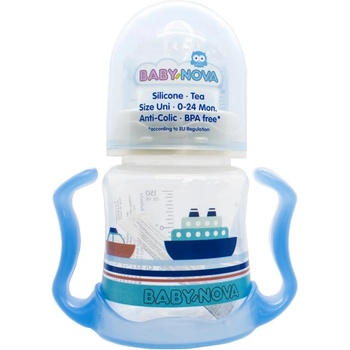Baby-Nova Пластмасово шише Baby Nova - 150 ml, синьо (45003)