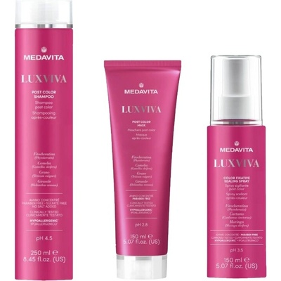 Medavita Luxviva šampón 250 ml + maska 150 ml + sprej 150 ml pro barvené vlasy