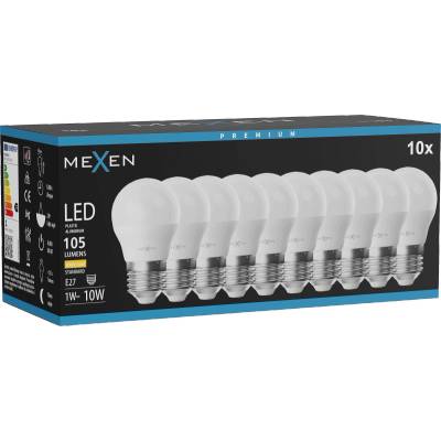 Mexen Nova 10x LED Крушка E27, G45, 1W, Топла - 3000K, 105 lm - L101-E27-0130-01x10 (L101-E27-0130-01x10)