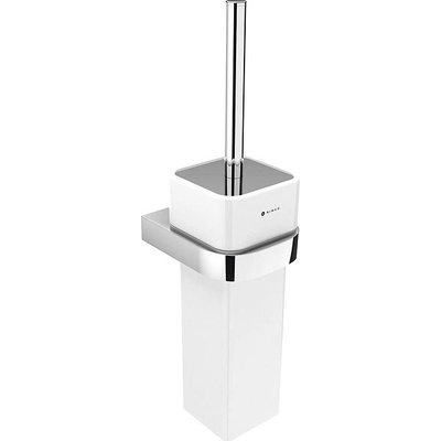 Nimco Nikau WC štětka nástěnná hranatá keramická nádoba černý kartáč držák chrom NK 30094K-26
