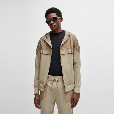 HUGO BOSS Поларено яке Boss Men's Steele Full Zip Fleece Jacket - Dark Beige