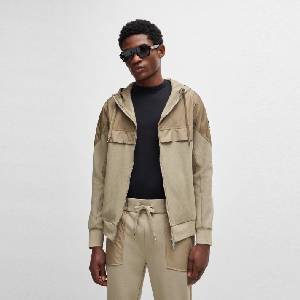 HUGO BOSS Поларено яке Boss Men's Steele Full Zip Fleece Jacket - Dark Beige