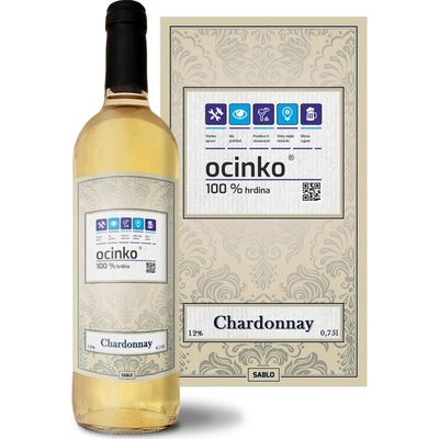 Sablio Otecko Chardonnay biele suché víno 12 % 0,75 l (čistá fľaša)