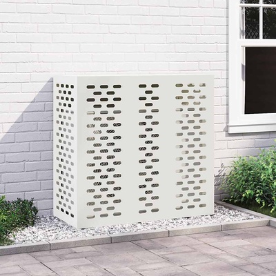 vidaXL Покритие за климатик Бяло 110 x 50 x 105 см Стомана (865912)