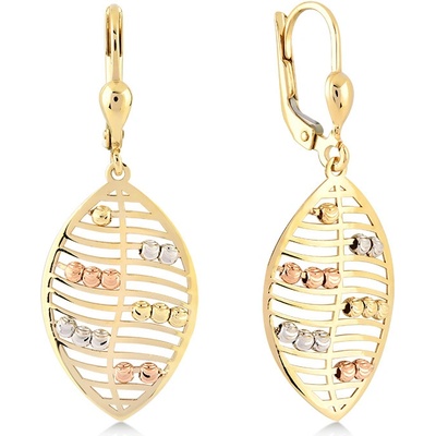 Lillian Vassago Visací náušnice s motivem lístku s kuličkami kombinované zlato LLV06-GER297