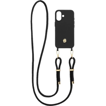 HUGO BOSS Калъф за телефон, за iPhone 16, с връзка, черно-зл (2101070023)