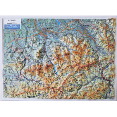 Beskydy - plastická mapa 27 x 20 cm
