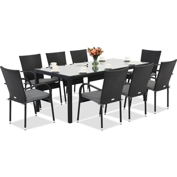 Garden Point Градинска мебел от техникоратан Milan за 8 души с голяма маса Garden Point black (GAP1072)