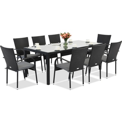 Garden Point Градинска мебел от техникоратан Milan за 8 души с голяма маса Garden Point black (GAP1072)