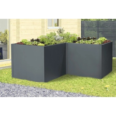 Floraworld Rohový vyvýšený záhon Twin-Wall, antracitová, 180 x 180 x 76 cm