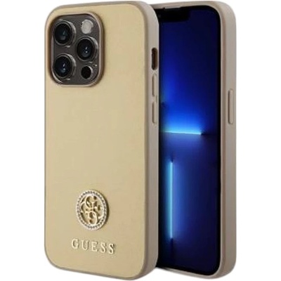 GUESS Kалъф Cover Guess PU 4G Strass Metal Logo за iPhone 15 Pro Max, Gold (fc45350a5b08)