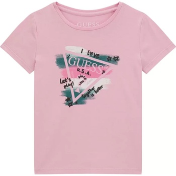 Image 1 of GUESS Розова тениска с къс ръкав с цветна щампа отпред за момиче Guess